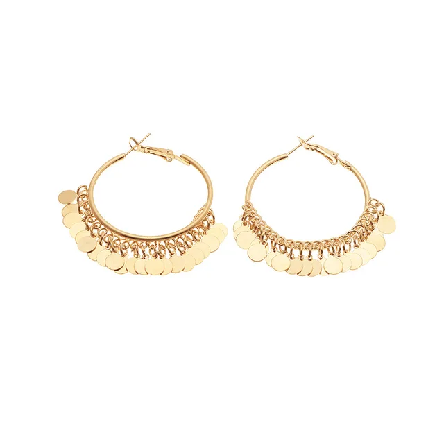 BLIJERY New Fashion golden sequins metal tassel hoop earrings luxury trendy temperament earrings for women jewelry gift 5