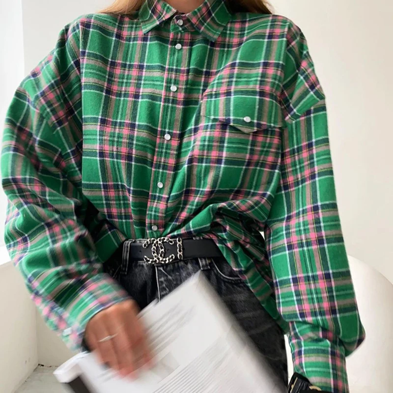 Novastar Maglietta Donna Maniche Lunghe – Motivo Astratto Verde, Viscosa Elastica, Vestibilità Larga, Taglie S-2XL
