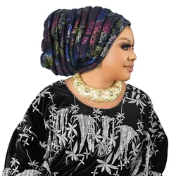 Elegant Glitter Pleated Turban Cap for Women: Stylish Head Wrap and Headpiece (Black)