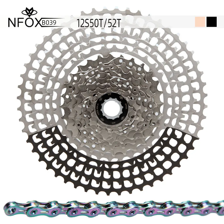 NFOX Mtb 12 Speed Cassette Chain 50t 52t HG M9000 M8000 Bicycle Parts CNC Black Freewheel Mountain Bike Component