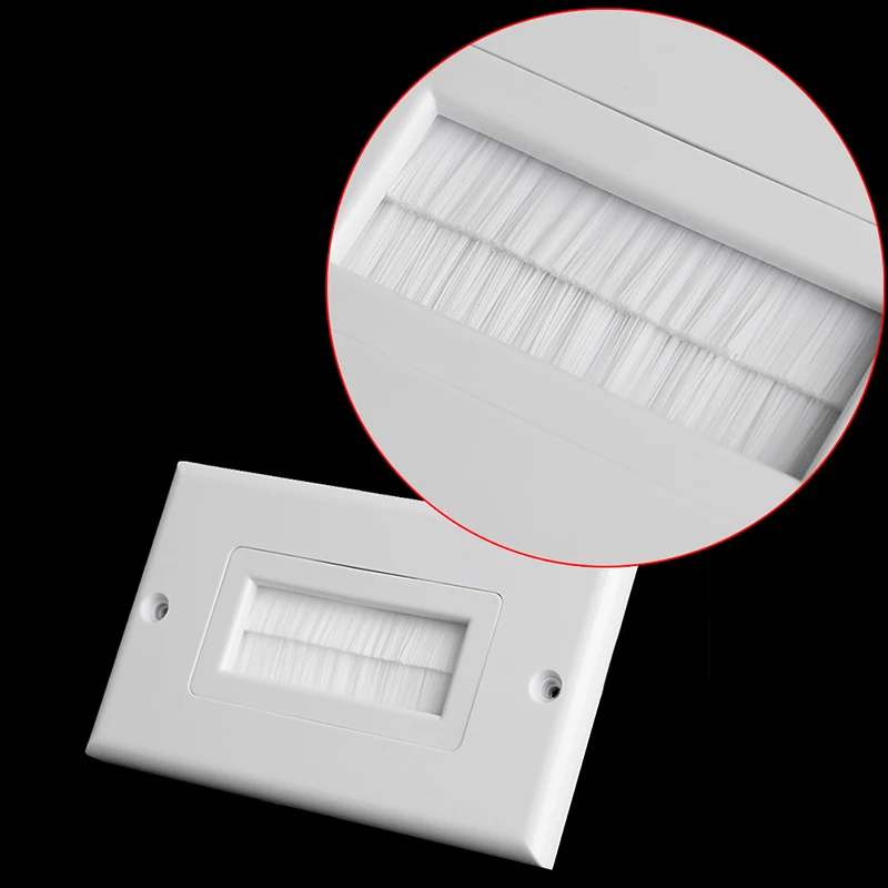 Single Gang Bristles Brush Wall Plate Port Insert Cover Outlet Mount Panel 1 access panel
