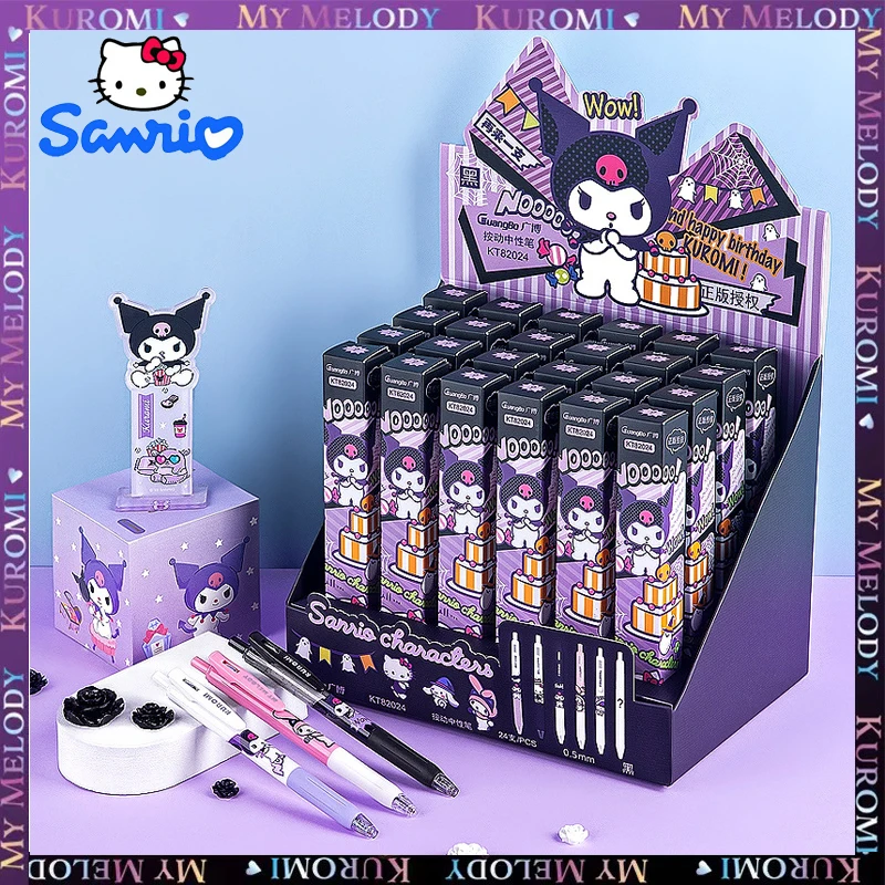

24pcs/Box Sanrio Gel Pen Neutral Pen Hello Kitty My Melody Kuromi Cinnamoroll Non-Erasable Stationery Wholesale