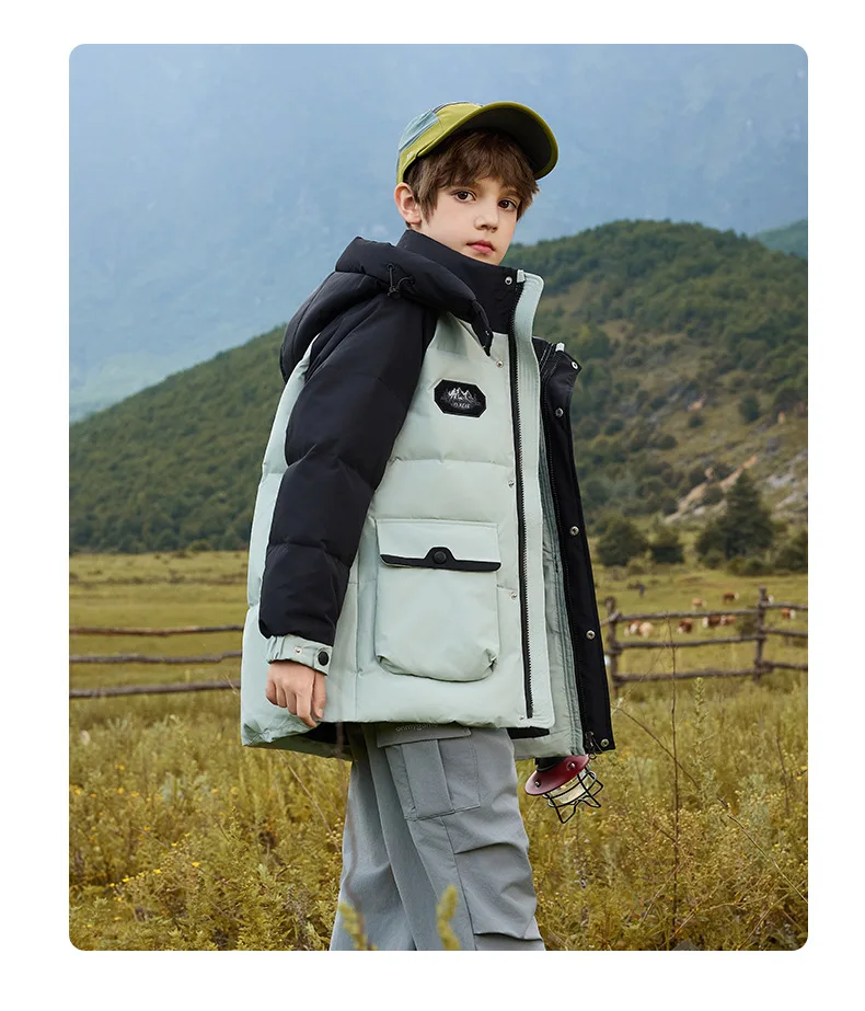 OLEKID 2025, Russland Winter Kinder Daunenjacke mit Kapuze, dicke warme Daunenjacke für Teenager, 5–14 Jahre, Kinder, Jungen, Parka, Oberbekleidung – Detail 16