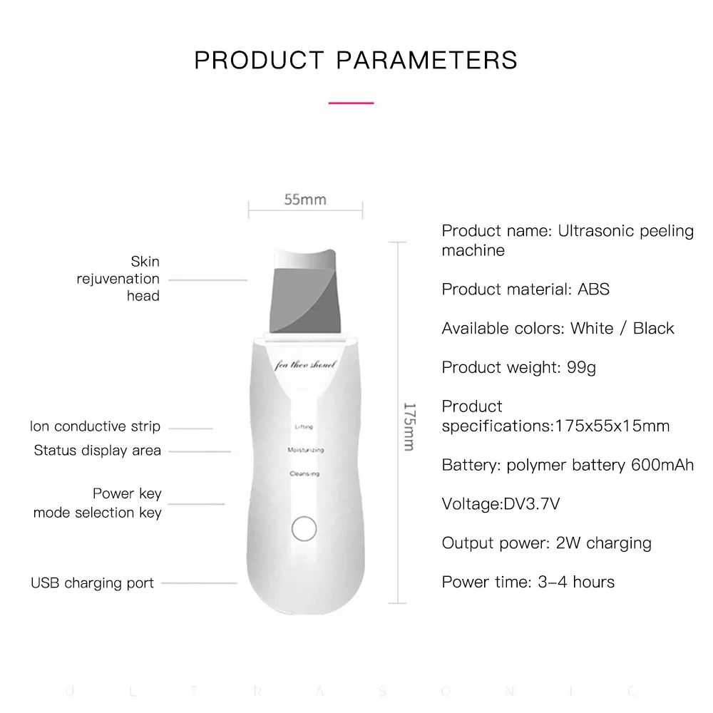 Ultrasonic Peeling Machine Skin Care Blackhead Remover Device Face Cleaning Pore Cleanser Facial Lifting Massager Skin Scrubber 6