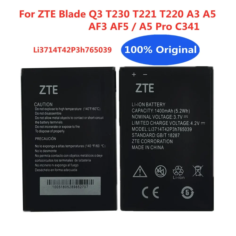 Новый аккумулятор 1400 мАч LI3714T42P3H765039 для ZTE Blade Q3 T230 AF3 T220 A3 T221 A5 AF5 A5 Pro