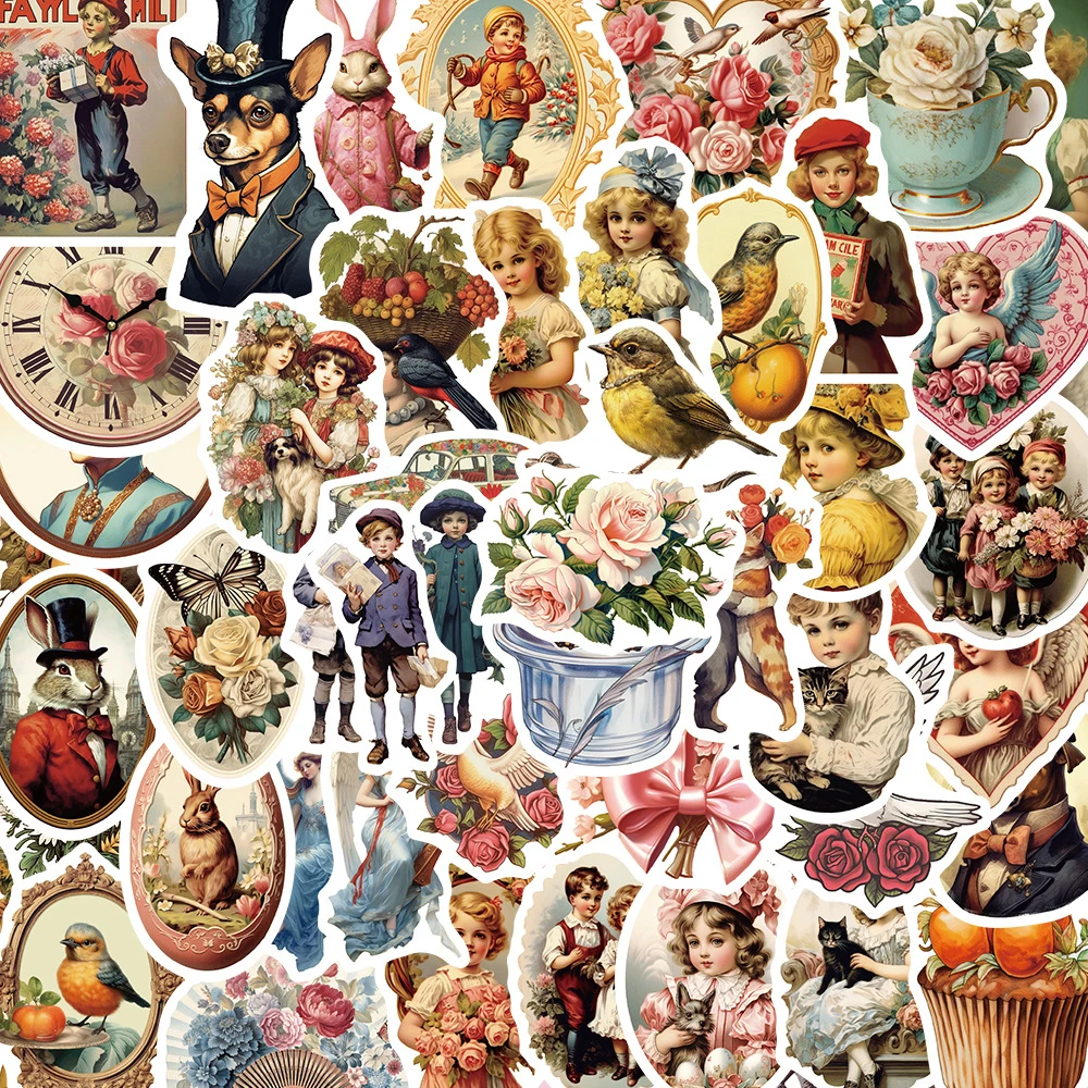 10/30/50pcs Vintage Victoria Art Decoration Sticlers Aesthetic European Woman Cartoon Decals Decorative Notebook Wall Sticker