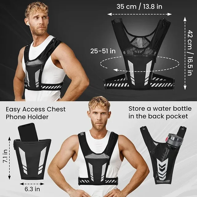 Reflective Running Backpack Universal Lightweight Sport Running Vest Mobile Phone Cards Bag For Jogging Fitness Male Female Vest 3