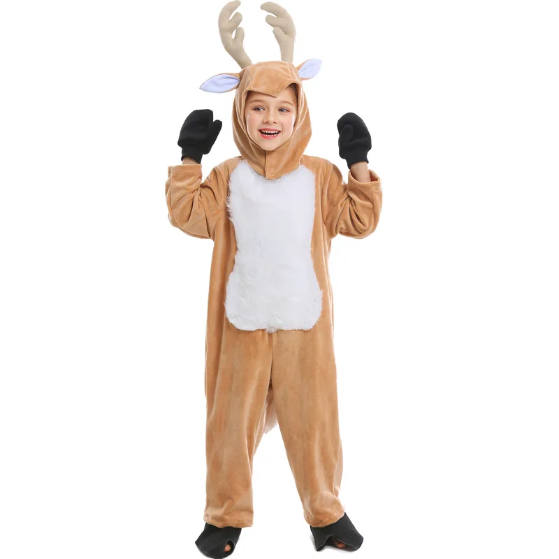 

Children's Day Christmas Elk Animal Holiday Party Cosplay Costume Boy Jumpsuit Cute Funny Carnival Stage Performance Clothes