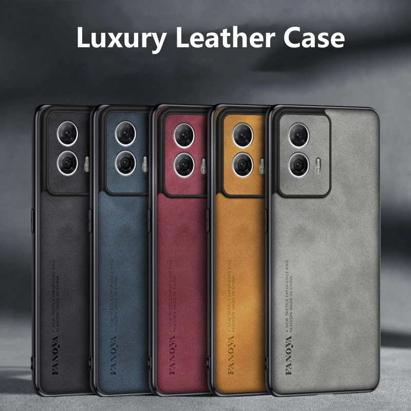 Luxury Leather Comfort Phone Cover with Shockproof Bumper and Camera Protection