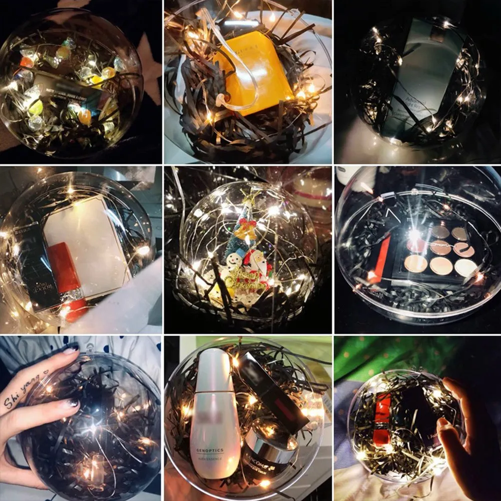 10Pcs 7/9/11cm Plastic Transparent Clear Flat Ball Home Decor Wedding Candy Christmas Gifts Box Wedding Christmas Home Decor