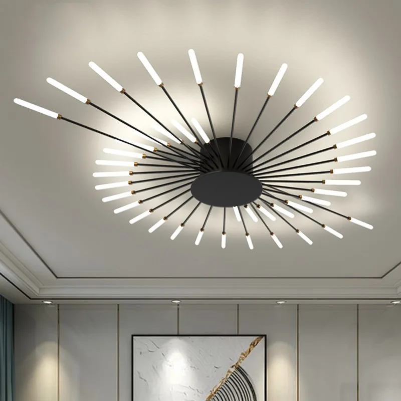 

Современный потолочный светильник в виде фейерверка, лампа в скандинавском стиле для спальни, гостиной, кухни, черная лампа в виде фейерверка