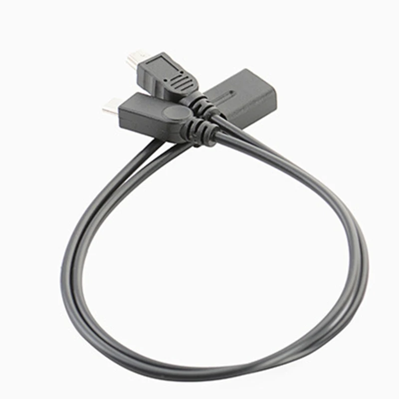 USB Charging Cable 40GE Mini USB Splitter Extender Cable Mini 5p Female to mini 5p Male+Micro Male Cord Splitter Extension Charging Cord 30cm