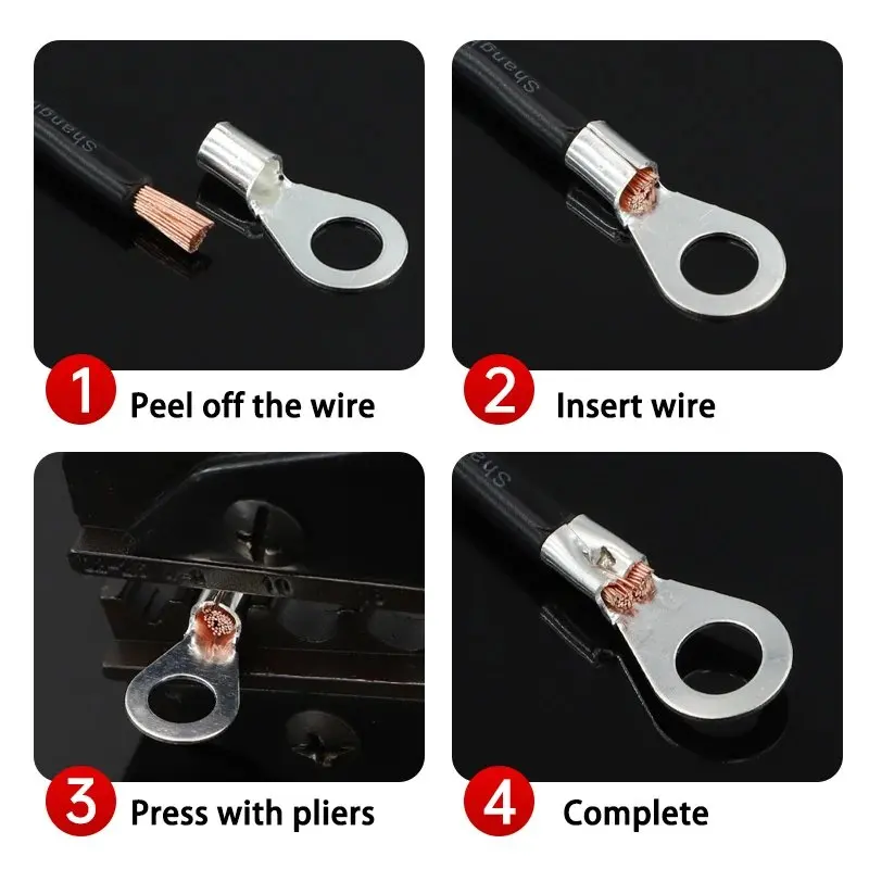 320Pcs/Box 10 In 1 Terminals Non-Insulated Ring Fork U-type Brass Terminals Assortment Kit Cable Wire Connector Crimp Spade