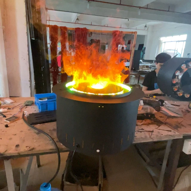 3D 500MM Smart Round Electric Remote Control  Embedded Decoration Simulation LED Light Flame Fireplace 5