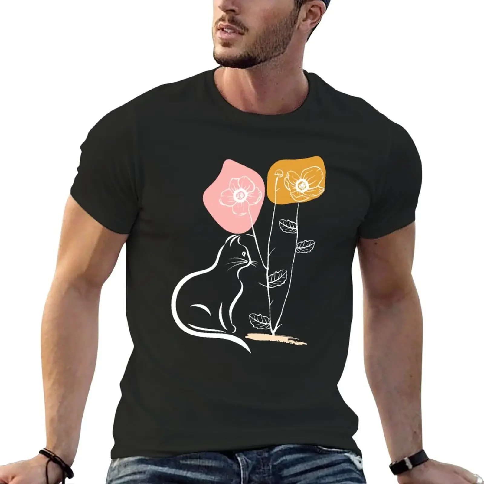 Gattino, Macchie Colorate, Fiori E Oscurità T-Shirt Grafica Plus Size Animal Prinfor Boys Men Clothing