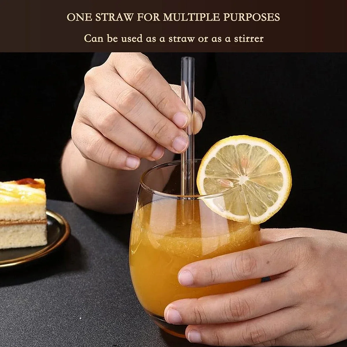 Drinking Straws Glass Straw Set Straw Cleaner Brush 25cm Long Glass Drinking Straws Clear Reusable Glass Straws Set with Brushes Eco Friendly for Smoothie Milkshake