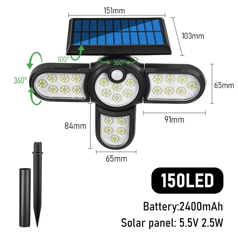 bright solar lights LED Outdoor Solar Lamp Multiple Heads Lighting Lawn Ground Light Motion Sensor Human Induction 3 Modes Spotlights Garden Lights solar powered fairy lights Solar Lamps