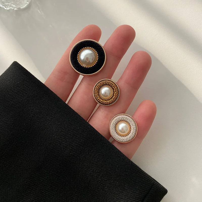 

6pcs Retro Cloth Metal Buttons Imitation Pearls Decorative Clothing Diy Craft Supply Sewing Embellishment Needlework Accessories