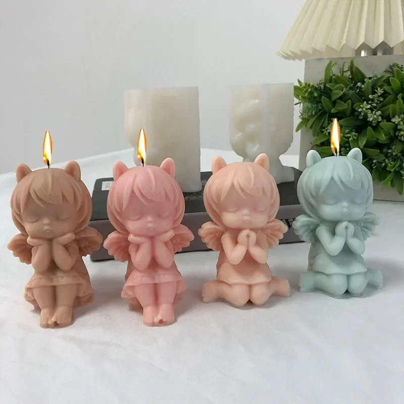 3D Little Angel Candle Silicone Mold Wishing Girl Aromatherapy Plaster Soap Resin Mould DIY Chocolate Ice Baking Tool Home Gift