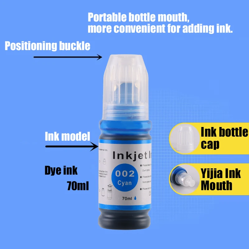 4PCS Refill Dye Ink For Epson Eco Tank L4158 L4168 L6168 L6178 L6198 L4156 L6166 L6176 L4165 L4166 L4167 L4163 Desktop Printer
