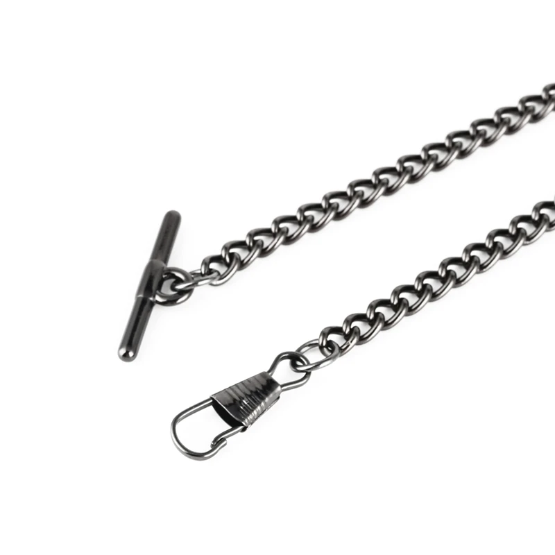 Pocket Watch Chain Black/Gold T Bar Link Chains Hook Clasp Holder Chain Men Women Locket Collares Pocket Watch Chain Replacement