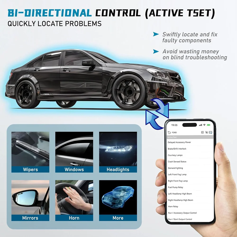 HUMZOR Z100 Full System Car Code Reader Diagnostic Can Tool   BlueTooth V5.2 OBD2 Scanner With 9+ Reset Functions/Bidirectional 4