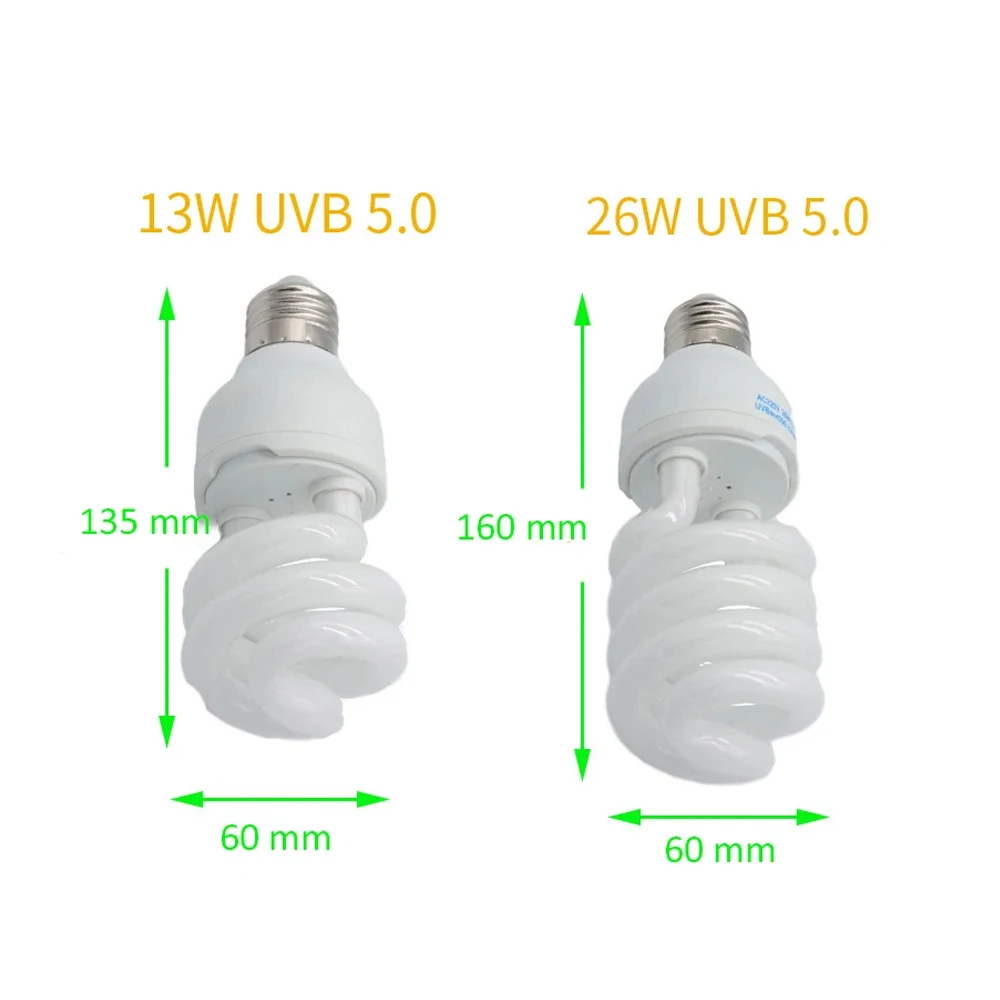 Reptile 5.0/10.0/15.0 UVB/UVA Lamp Bulb 3W/26W Turtle Basking Light Bulb Amphibious Heating Lamp Reptiles Lighting Supplies