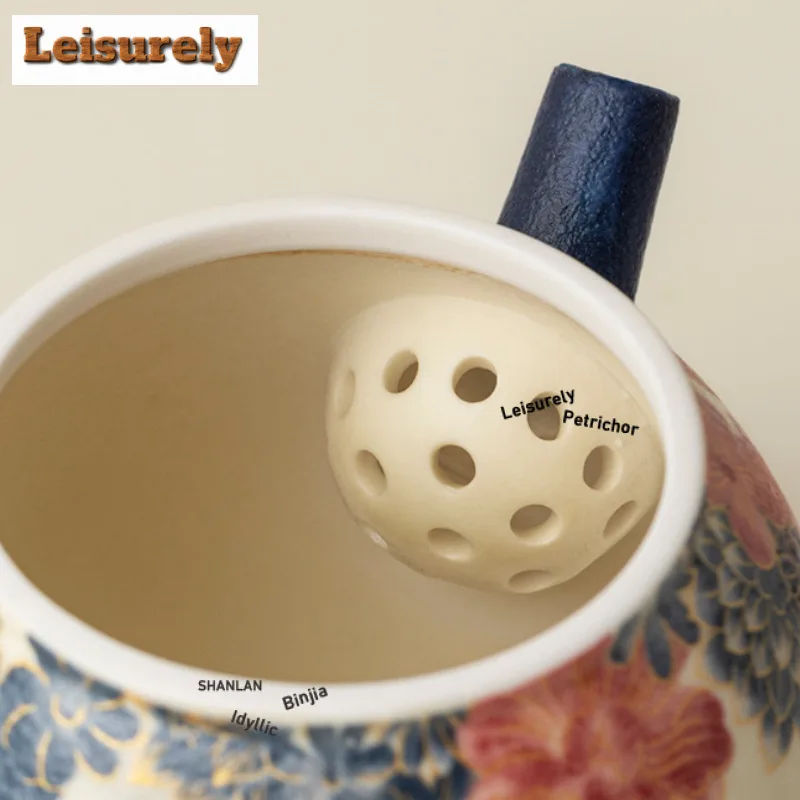 180ML Hand Painted Cat Scent Dragon Egg Teapot Retro Tea Infuser Pot Tea Soaking Kettle With Filter Teaware Supplies Collection