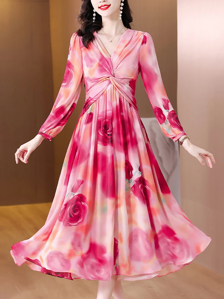 white christmas dresses Silk Casual Suspender Dress – JANCESILK main image 0