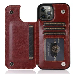 Leather Wallet Case with Card Holder and Flip Cover for iPhone 12 Mini (BROWN)