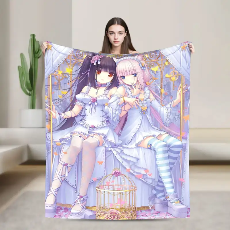 Shigure Minaduki and Fraise Nekopara Anime Blanket  Flannel Funny Soft Throw Blankets for Bed Sofa Autumn/Winter - Image 13