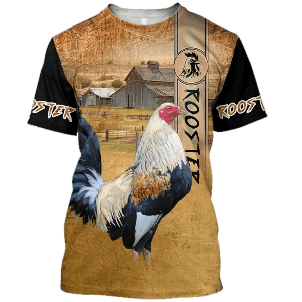 

Funny T-shirt Mens Print 3D Cock Graphic O-Neck Short Sleeve Top Casual Hip Hop Animal Clothing Oversized Tee Shirt BOYS Clothes