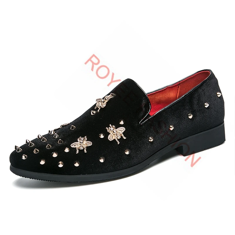 Studs Spike Shoes Men Original Loafers Glitter Crystal Men Shoe