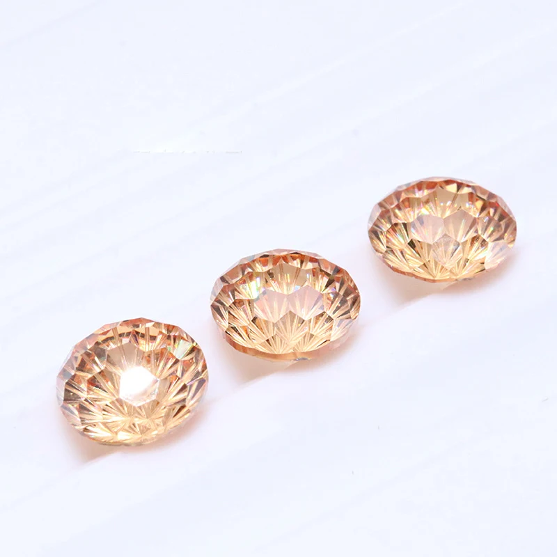5pcs/bag 8x8mm High quality Round Champagne Fireworks Cut Cubic Zirconia for Jewellery Making and DIY Accessories