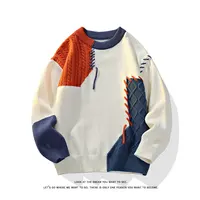 Suéteres Cálidos Unisex Estilo Coreano Patchwork 2025 Otoño Invierno | Cuello Redondo de Punto Moda