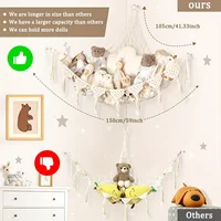 Jumbo Plush Hammock - Cute Stuffed Animal Storage Net, Nursery & Bedroom Wall Decor. 3