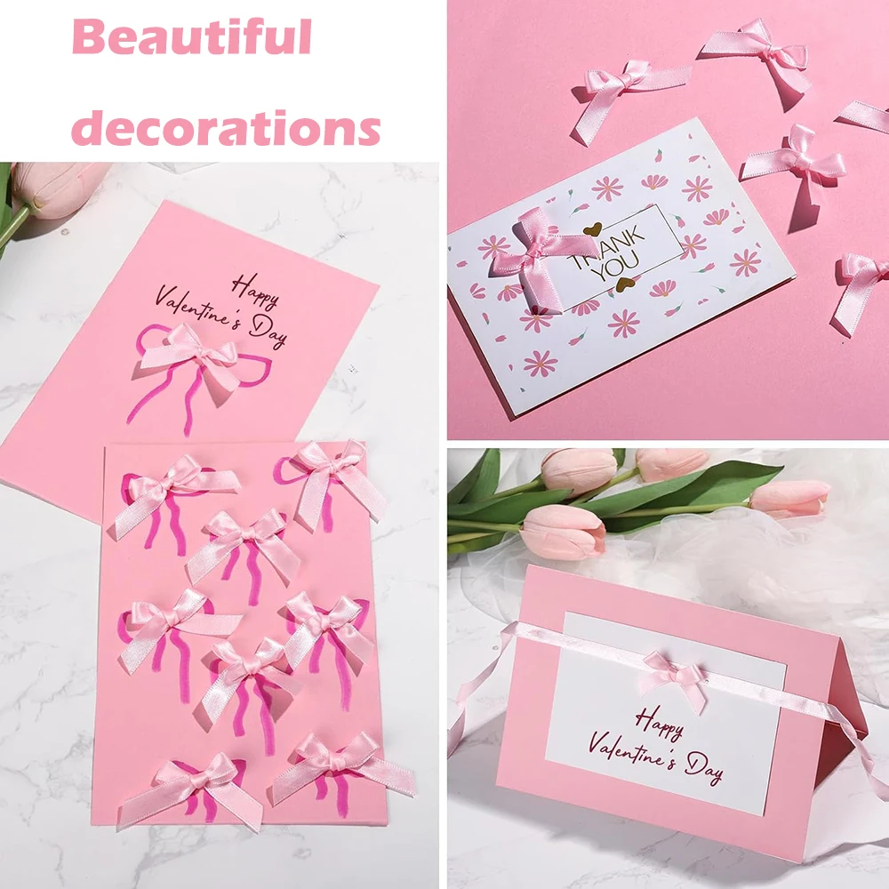 50/100 Stück Mini blaue Satinbandschleifen rosa kleine Schleife DIY Handwerk Geschenk Hochzeit Geburtstag Party Dekorationen Schleife Blumendekor – Detail 17