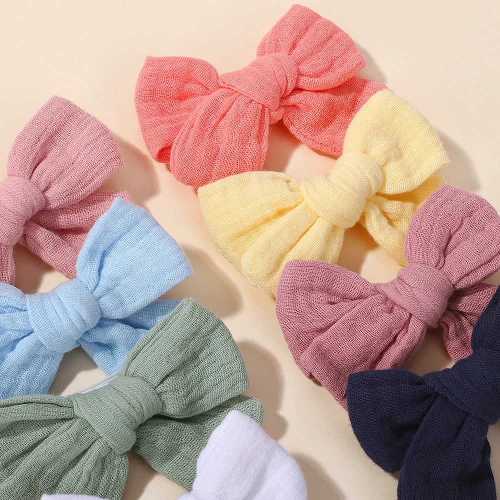 10 Stück zufällige Farbe, niedliche Haarspangen für Babys, Baumwollschleifen, Haarnadel, Haarschmuck, Kinder, Prinzessin, Haarspange, Frühlings-Kopfbedeckung – Detail 7
