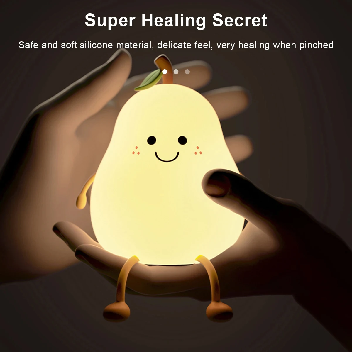 Cute Fruit LED Night Light USB Rechargeable Silicone Bedroom Bedside Room Lamp Touch Sensor Control Room Decor Kids Children 2