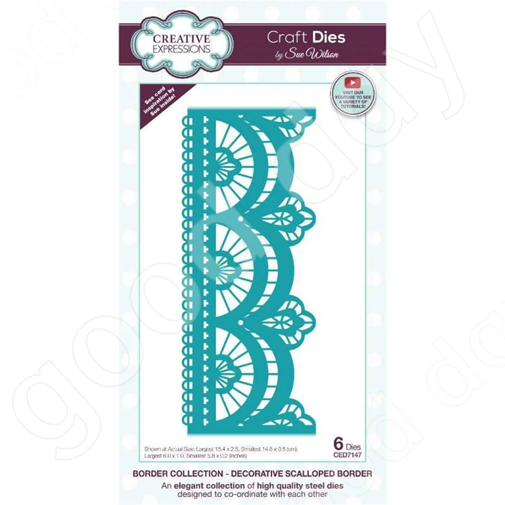 

2023 New Decorative Scalloped Border Metal Cutting Dies Scrapbook Diary Decoration Embossing Template Diy Greeting Card Handmade