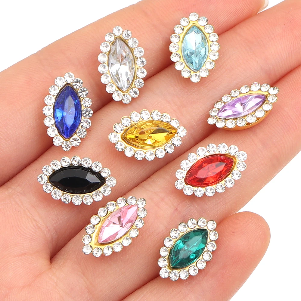 30 Stück/Set Bunte Pferdeaugen-Acryl-Strasssteine mit Goldkralle und Eisenbasis zum Nähen von Haarspangen, Broschen, Perlen, DIY-Schmuckherstellung