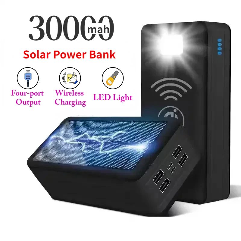 solar-power-bank-30000mah-solar-charging-mobile-phone-wireless-charging-large-capacity-battery-external-battery-fast-charging