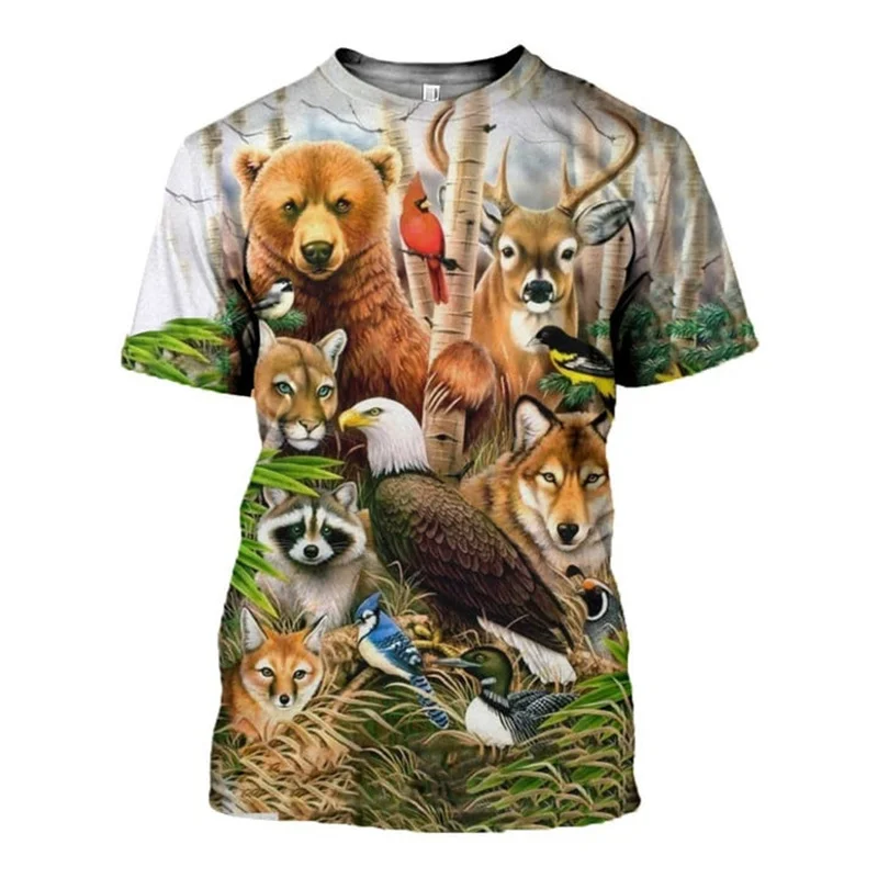 

Bush Animal Men's And Women's 3D Printed T-shirt Summer Fashion Casual Animal Street T Shirt Comfort Oversize Kid Tops Tees