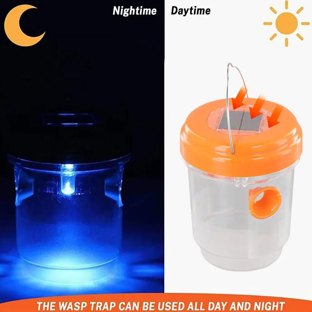 New Solar Powered Wasp Trap Lights Waterproof Outdoor Non-toxic Bee Trap Reusable Supplies Traps