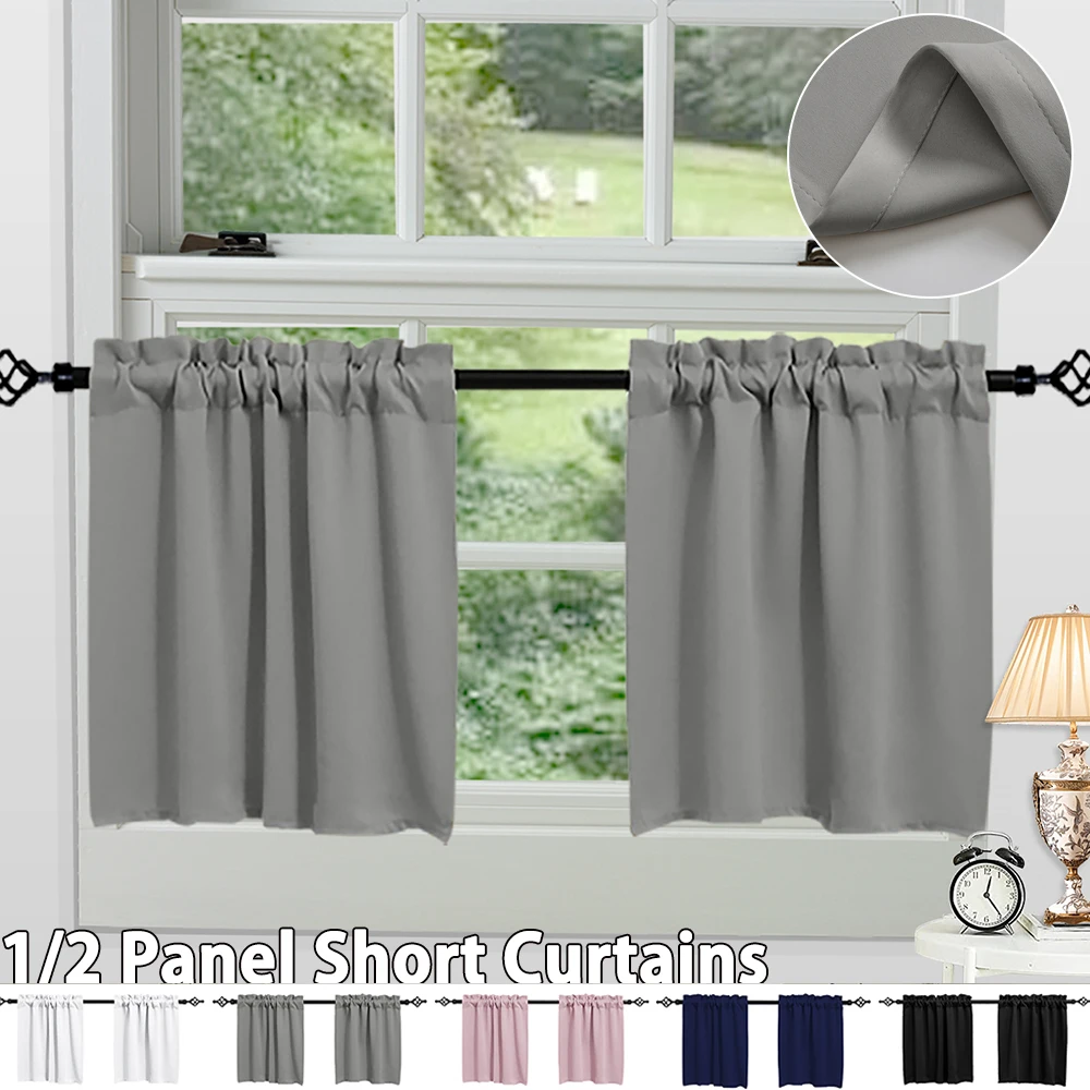 Kitchen Blackout Window Curtains Thermal Insulated Short Curtain Living Room Bedroom Rod Pocket Waffle Weave Tier Small Panels
