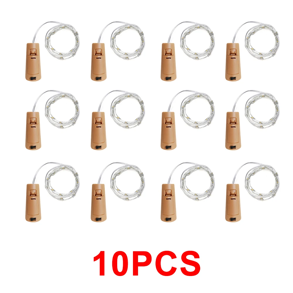 LED String Lights 10PCS Wine Bottle Cork LED String Lights Holiday Fairy Lights Garland Christmas Tree Wedding Party Decor 1M 2M 3M Battery case
