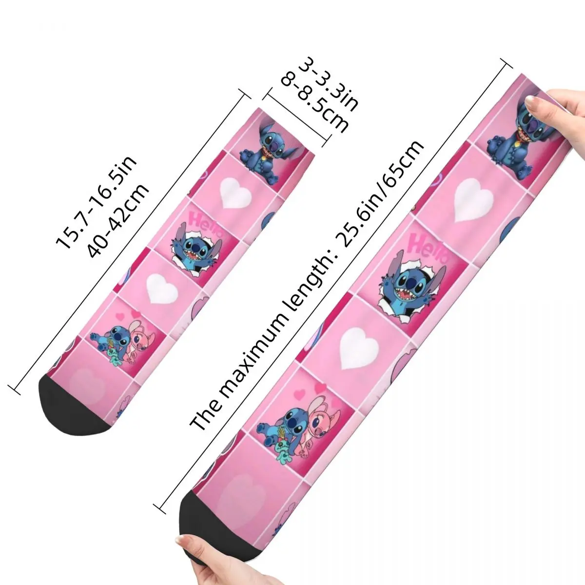 Pink Lilo And Stitch Socks Men\'s Women\'s New Cartoon Socks Hip Hop Spring Summer Autumn Winter Middle Tube Stockings Gift