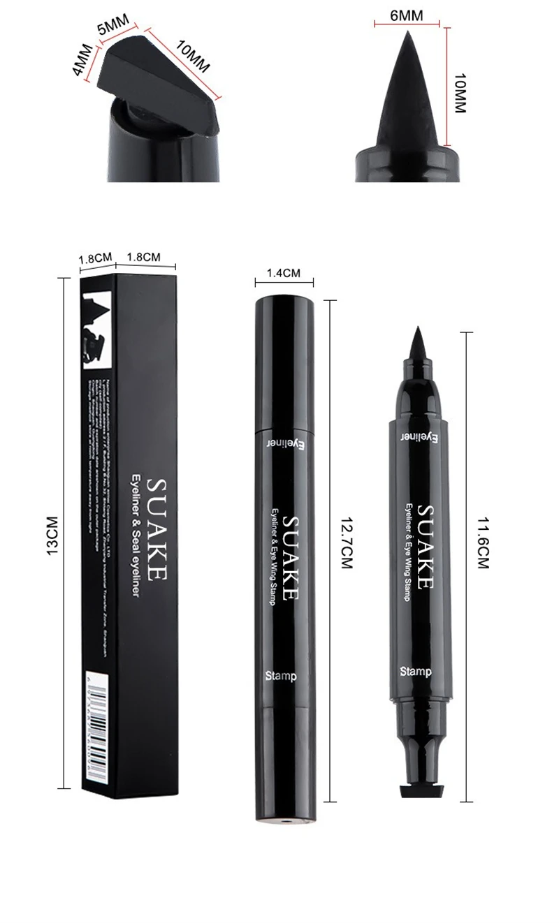 Double Head Quick Drying Liquid Eyeliner Pen Black Triangle Eye Liner Stamp Eyeliner Waterproof Liquid Eye Liner Pencil Cosmetic