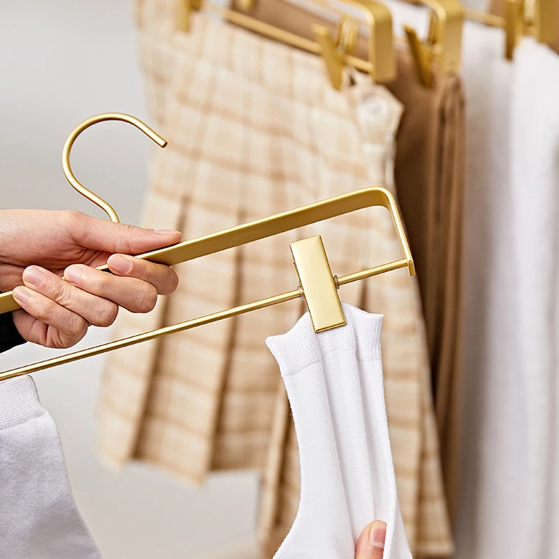 Description Picture 4 of item5pcs Trouser Hanger Pants Socks Women Skirt Display Storage Rack Household Drying Hanger with Movable Anti-slip Clothespin