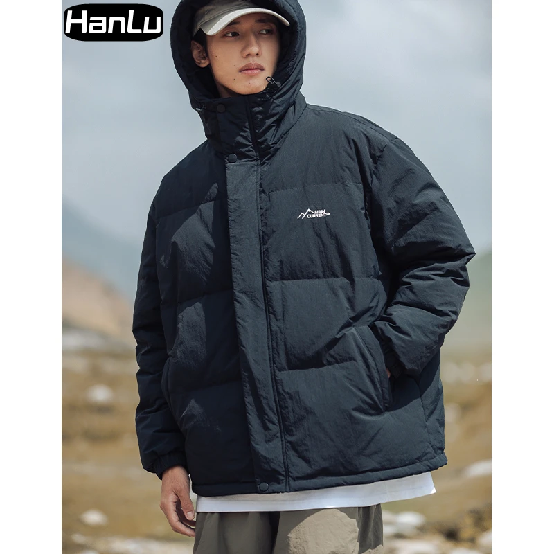 Men's Winter Loose Thickened Hooded Cotton Coat Couple Bread Set Fashion Embroidery Windproof Cotton Coat